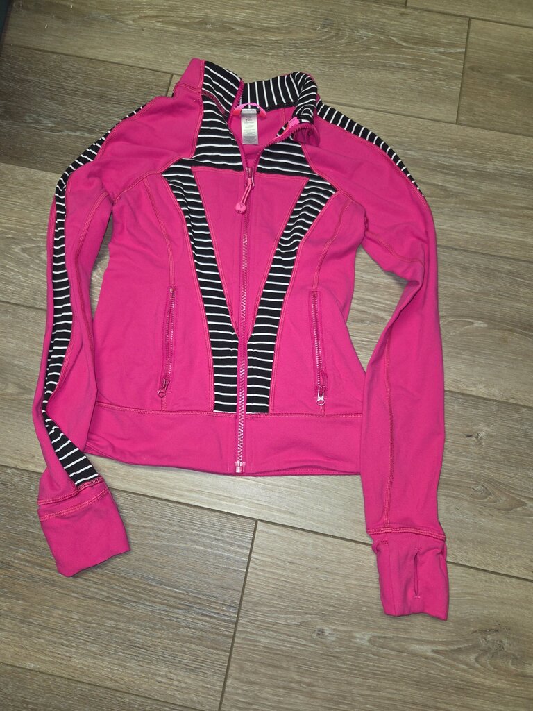 Pink and Black Striped Athletic Jacket