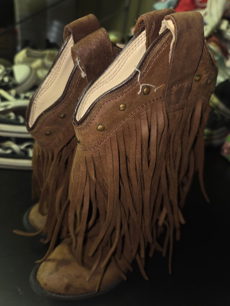 Brown Fringe Ankle Boots