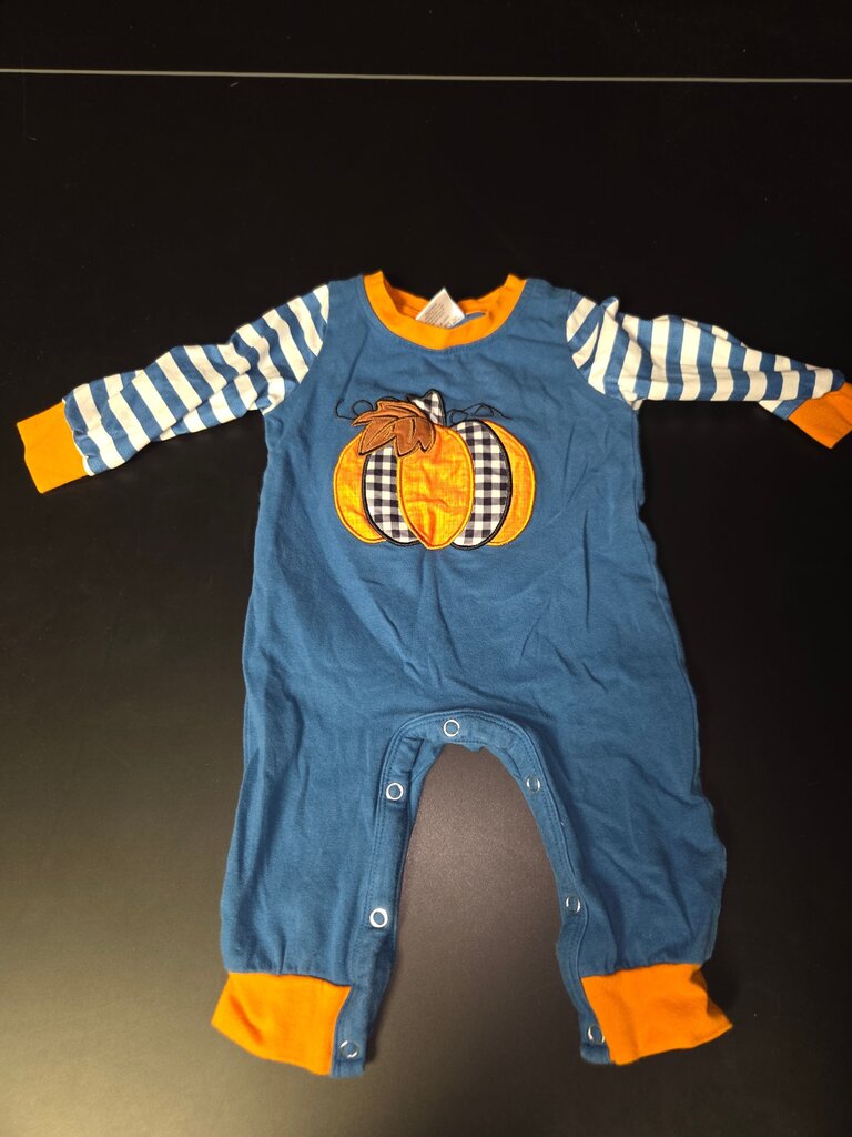 Blue and Orange Pumpkin Themed Baby Outfit