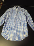 Blue and White Checked Button-Up Shirt
