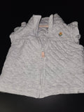 Girls Quilted Zip-Up Vest with Floral Embroidery