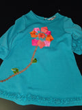 Girls' Teal Flower Applique Top