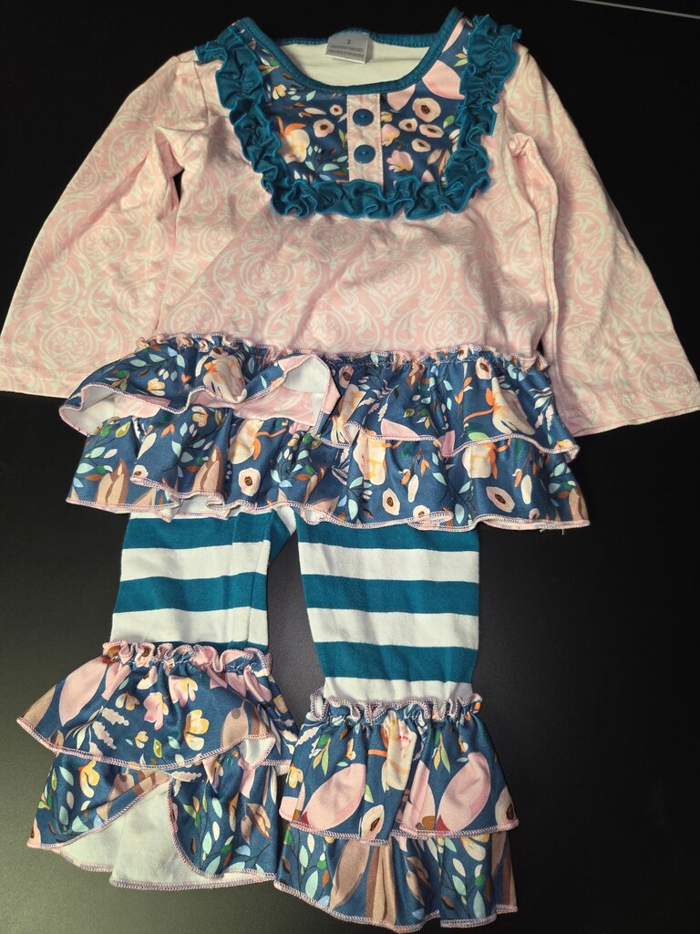 Girls' Long Sleeve Ruffle Top and Leggings Set