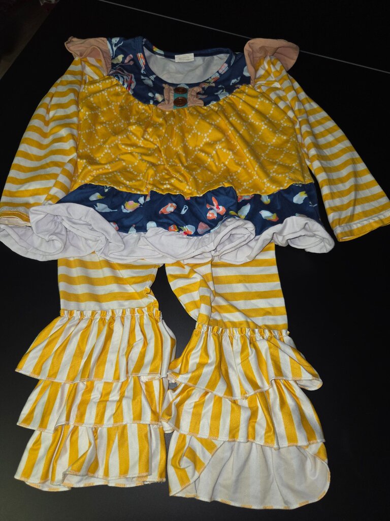 Yellow Striped Ruffled Outfit