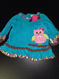 Cute Owl Print Teal Top