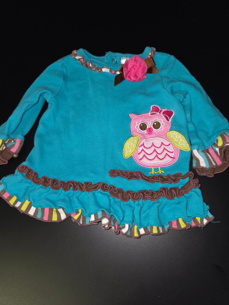 Cute Owl Print Teal Top