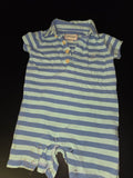 Blue and Green Striped Polo Onesie