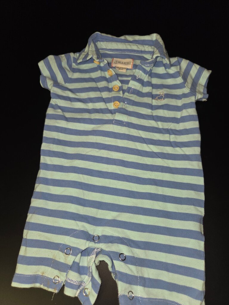 Blue and Green Striped Polo Onesie