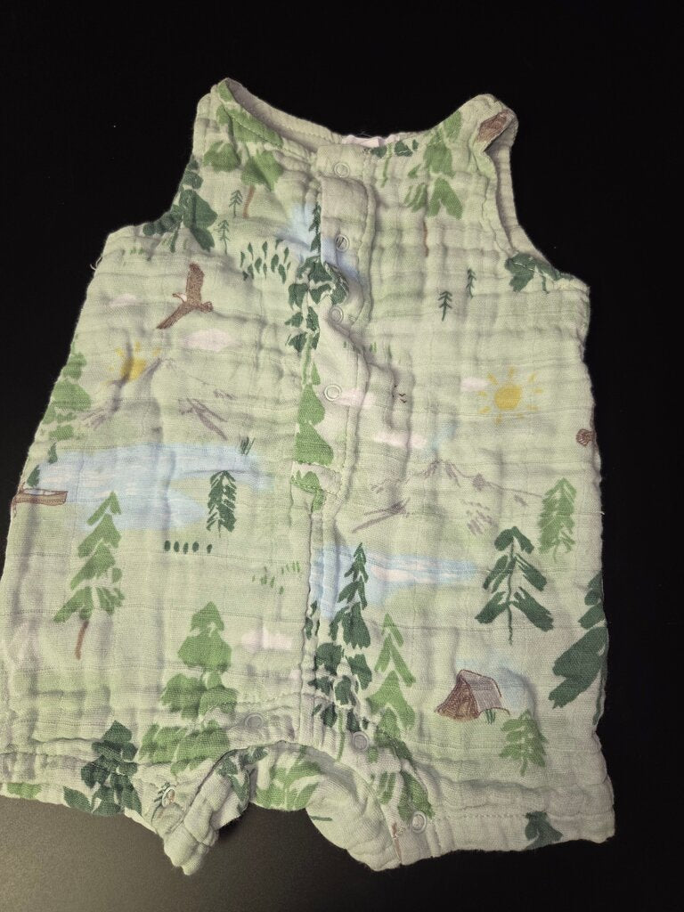 Boys Green Nature Print Romper