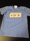 Blue Cotton T-Shirt with Tree Embroidery