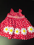 Red Polka Dot Dress with Daisy Appliques