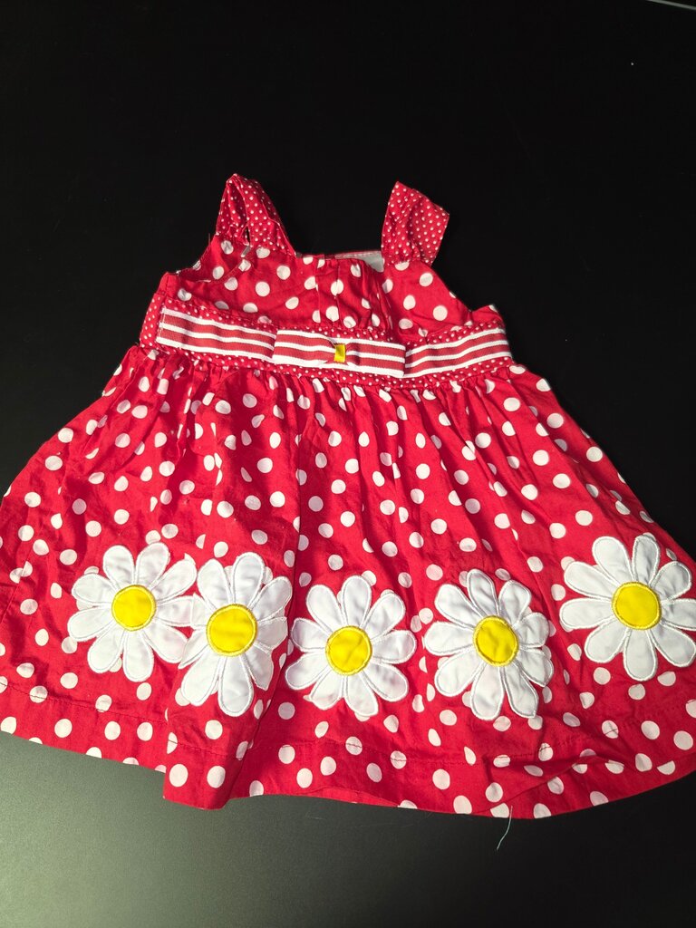 Red Polka Dot Dress with Daisy Appliques