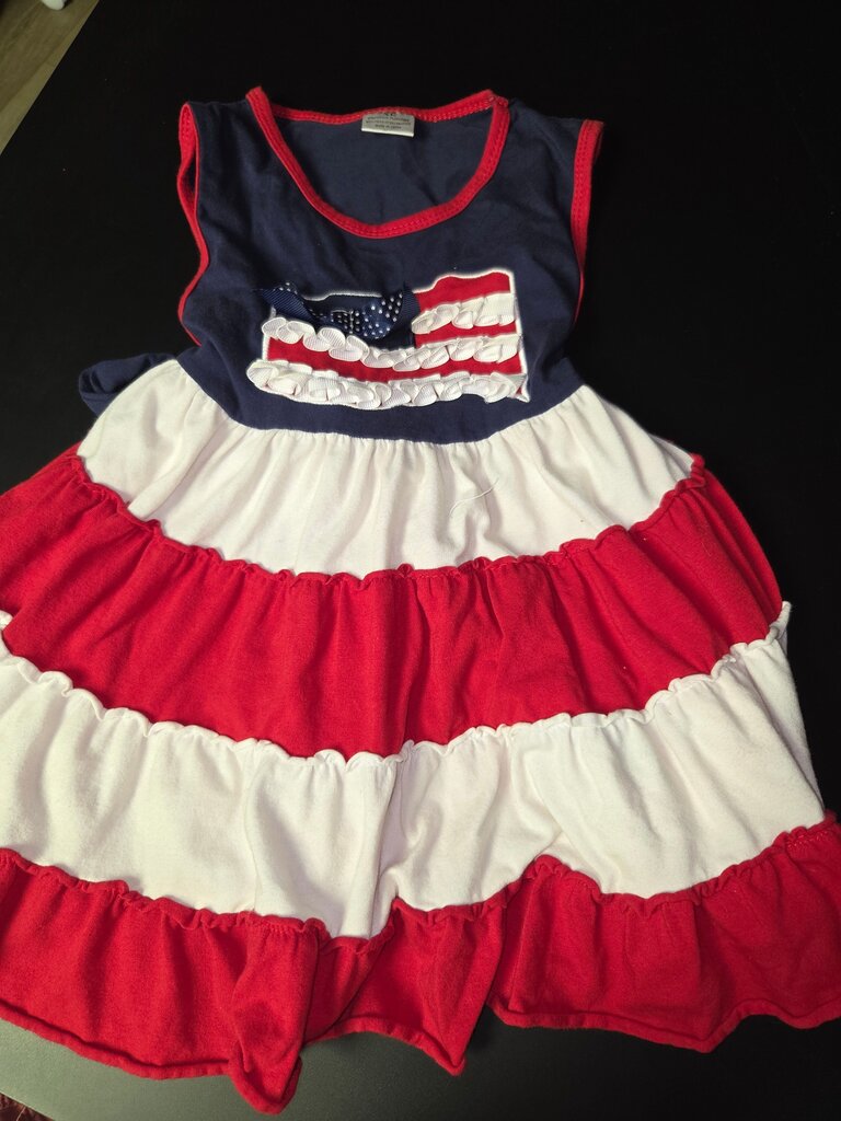 Girls Patriotic Dress with Ruffled Hem