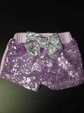 Purple Sequin Shorts with Bow