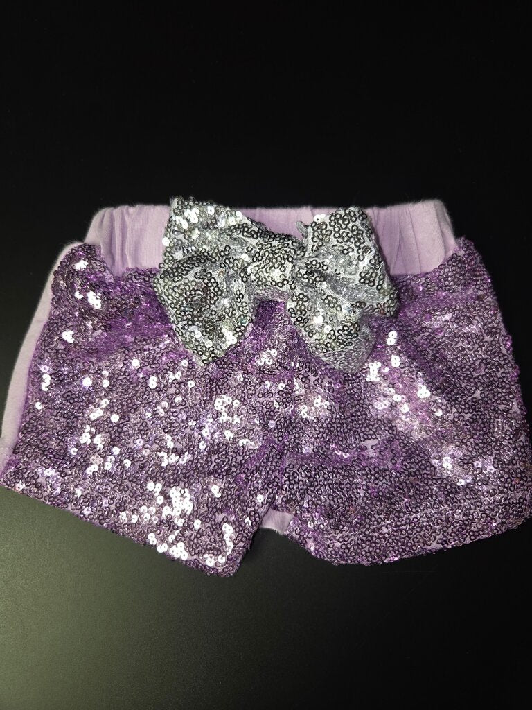Purple Sequin Shorts with Bow