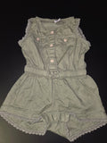 Girls' Green Romper with Lace Trim