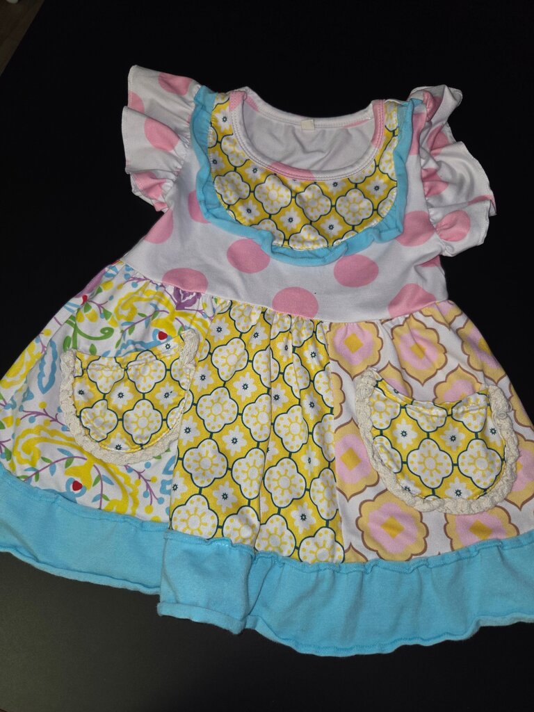Colorful Girls Dress with Polka Dots and Patterns