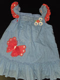 Blue Butterfly and Flower Dress for Girls