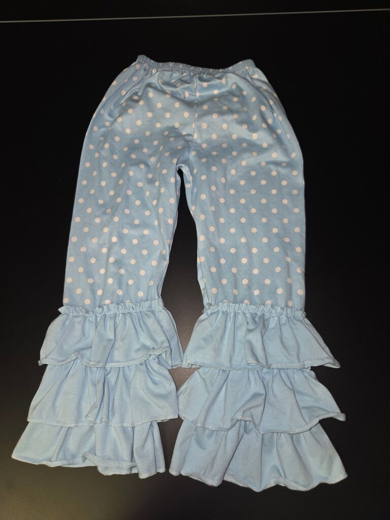 Blue Polka Dot Ruffle Pants