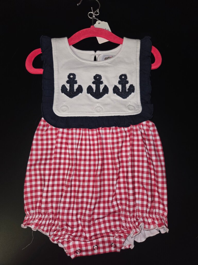 Nautical Anchor Gingham Baby Romper