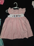 Girls Red and White Striped Dress with Star Embroidery