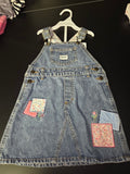 OshKosh B'Gosh Denim Overall Dress with Floral Patches
