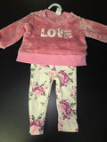 Baby Girls' Pink Love Sweatshirt and Floral Leggings Set