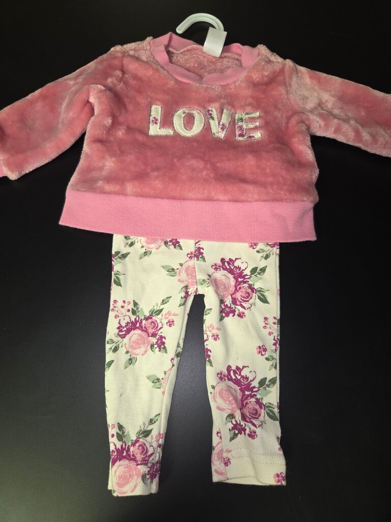 Baby Girls' Pink Love Sweatshirt and Floral Leggings Set
