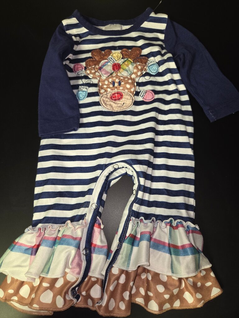 Striped Reindeer Romper