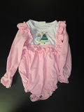 Pink Baby Long Sleeve Bodysuit with Embroidery