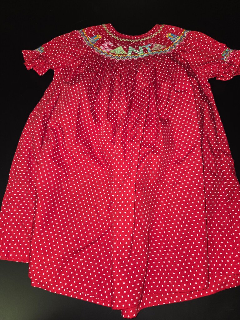 Red Polka Dot Christmas Smocked Dress