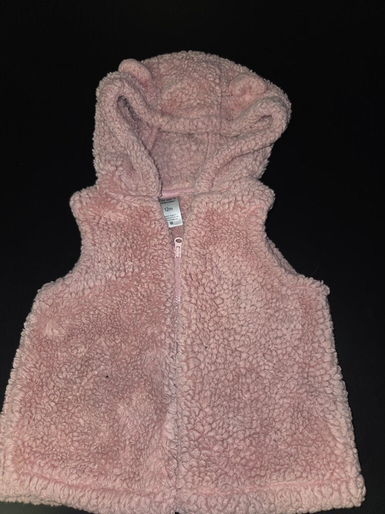 Pink Hooded Fleece Vest for Infants