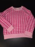 Pink Houndstooth Knit Sweater