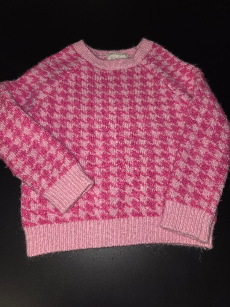 Pink Houndstooth Knit Sweater