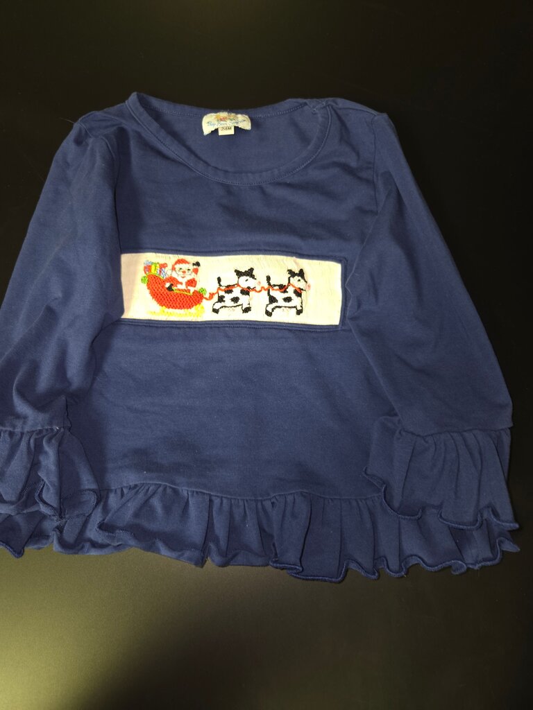 Cute Santa and Cow Print Long Sleeve dress