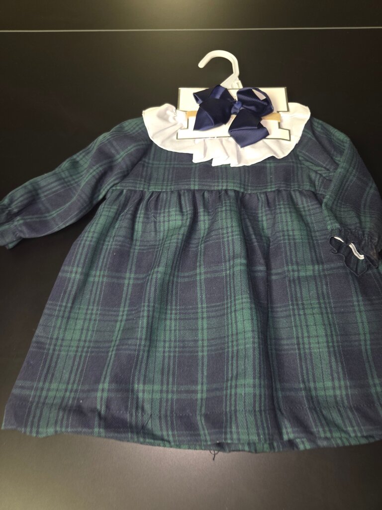 Plaid Dress with White Collar and Bow