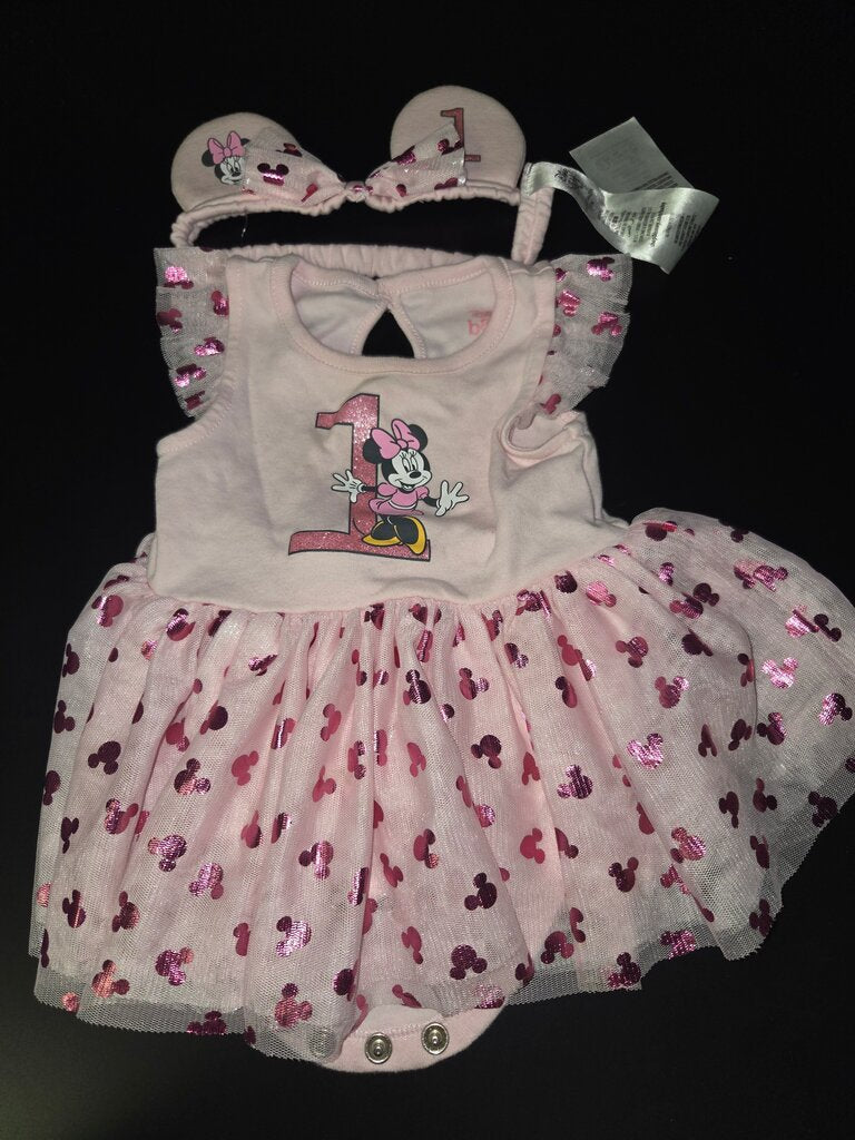 Minnie Mouse 1st Birthday Dress and Headband Set