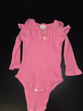Pink Ribbed Long Sleeve Bodysuit