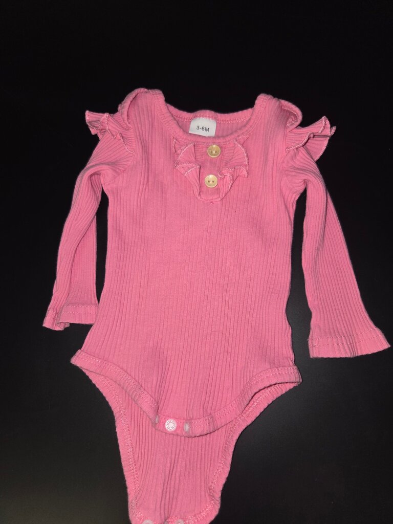Pink Ribbed Long Sleeve Bodysuit