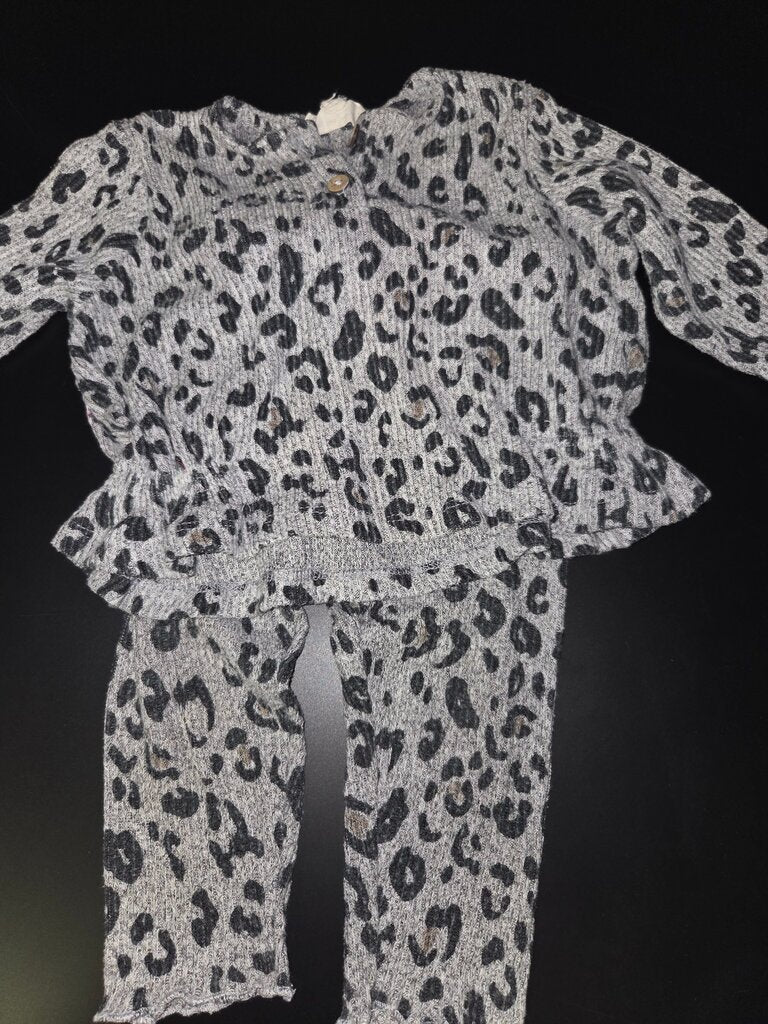 Gray Leopard Print Children Outfit