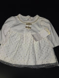 Baby Girl White Dress with Gold Polka Dots