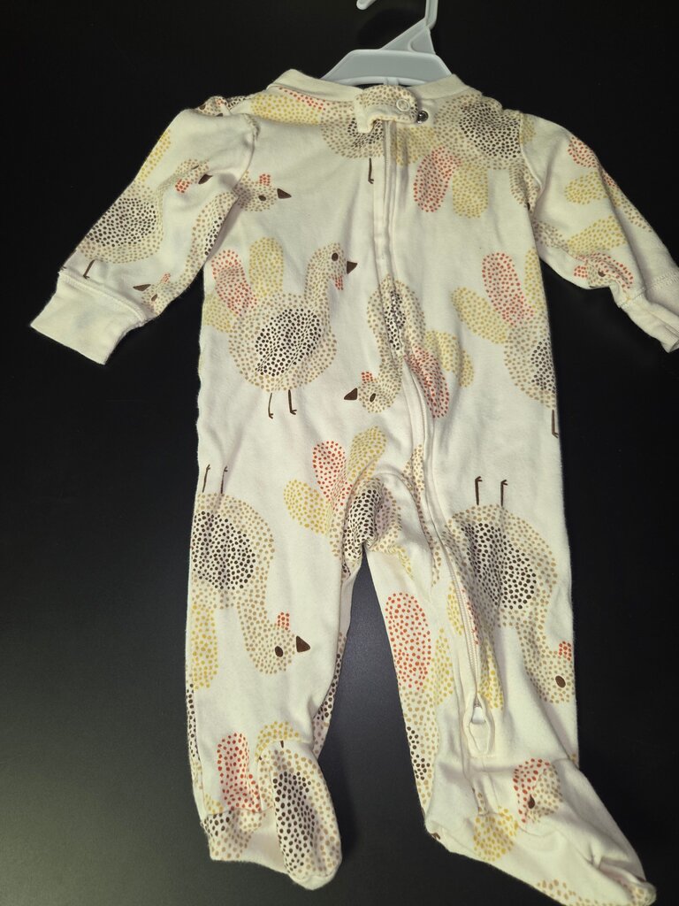 Infant Turkey Pattern Footed Pajamas