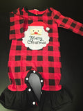 Merry Christmas Red and Black Checkered Baby Outfit