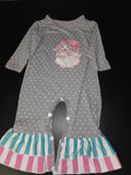 Gray Polka Dot Baby Outfit with Santa Design