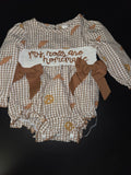 Brown Gingham Baby Dress with Embroidery