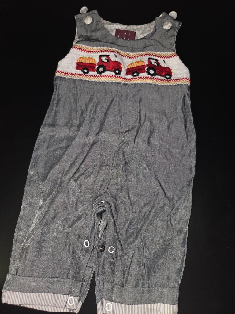 Gray Truck Embroidered Baby Overall