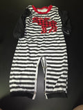 Black and White Striped Moose Print Romper