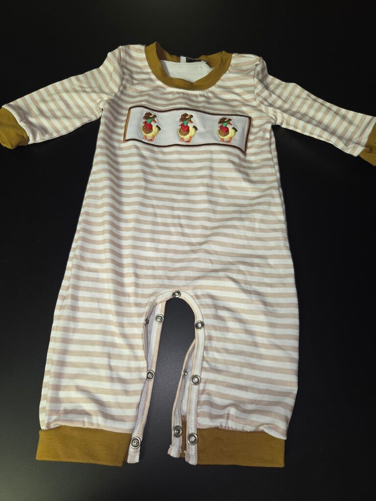 Striped Infant Bodysuit with Embroidery