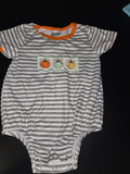 Striped Pumpkin Embroidered Baby Romper