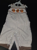 Infant Turkey Applique Striped Overalls